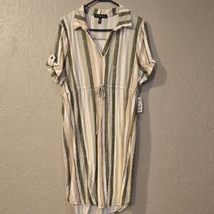 Maternity Striped Button-Up Shirt Dress